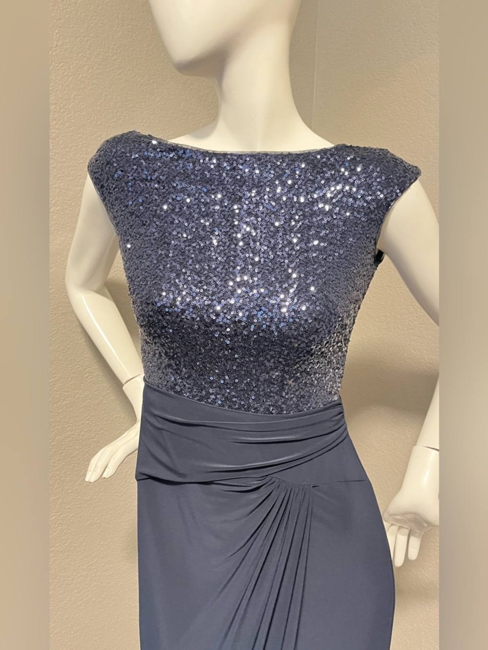 Women’s RALPH LAUREN  EVENING Navy Sequin Jersey Gown Maxi Dress Size 4 - Picture 4 of 15